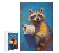 Raccoon Holding Toilet Paper-5 Puzzle 1000 Pièces Educa Jouet en Bois Cadeau Unique Décoration Intérieure Jeu Éducatif Challenge Toy Adultes Et Enfants À Partir De 14 Ans 1000 PCS