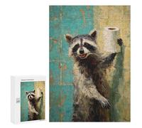 Raccoon Holding Toilet Paper Roll-4 Puzzle 1000 Pièces Educa Jouet en Bois Cadeau Unique Décoration Intérieure Jeu Éducatif Challenge Toy Adultes Et Enfants À Partir De 14 Ans 300 PCS