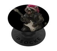 Raccoon jouant des cadeaux de rock and roll de guitare pour PopSockets PopGrip Adhésif