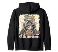Raccoon King Pizza Soda Supreme Power Humour Graphique Sweat à Capuche