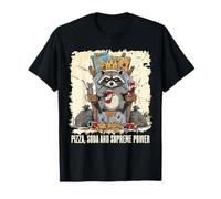 Raccoon King Pizza Soda Supreme Power Humour Graphique T-Shirt