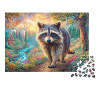 Raccoon Marche sur Un Sentier forestier Puzzle De 1000 Pièces Cute Raccoon Carton Recyclé, Excellent Cadeau pour Toutes Les Âges 38x26cm/1000pcs