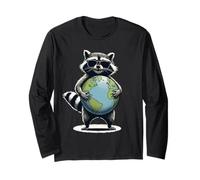Raccoon No Planet B Journée drôle de la Terre Manche Longue
