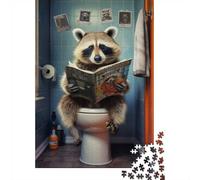 Raccoon on The Toilet, Puzzle Papier 1000 Pièces, 70x50cm/1000pcs