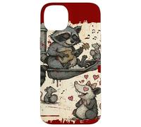 Raccoon Opossum Valentine Serenade Love Music Graphic Coque pour iPhone 14 Plus