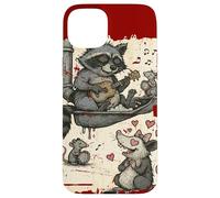 Raccoon Opossum Valentine Serenade Love Music Graphic Coque pour iPhone 15 Plus