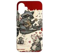 Raccoon Opossum Valentine Serenade Love Music Graphic Coque pour iPhone 16 Plus
