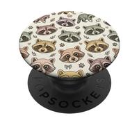 Raccoon Pattern Animal Aesthetic Woodland Nature PopSockets PopGrip Adhésif
