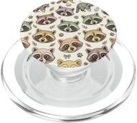 Raccoon Pattern Animal Aesthetic Woodland Nature PopSockets PopGrip pour MagSafe
