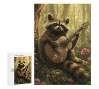 Raccoon Playing Guitar in Forest-1 Puzzle 1000 Pièces Educa Jouet en Bois Cadeau Unique Décoration Intérieure Jeu Éducatif Challenge Toy Adultes Et Enfants À Partir De 14 Ans 300 PCS