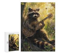 Raccoon Playing Guitar in Forest Puzzle 1000 Pièces Educa Jouet en Bois Cadeau Unique Décoration Intérieure Jeu Éducatif Challenge Toy Adultes Et Enfants À Partir De 14 Ans 300 PCS