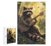 Raccoon Playing Guitar in Forest Puzzle 1000 Pièces Educa Jouet en Bois Cadeau Unique Décoration Intérieure Jeu Éducatif Challenge Toy Adultes Et Enfants À Partir De 14 Ans 1000 PCS