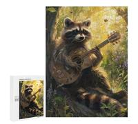 Raccoon Playing Guitar in Forest Puzzle 1000 Pièces Educa Jouet en Bois Cadeau Unique Décoration Intérieure Jeu Éducatif Challenge Toy Adultes Et Enfants À Partir De 14 Ans 500 PCS