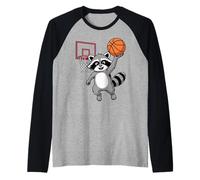 Raccoon Playing Sports Wild Animal Raccoon Basketball Manche Raglan
