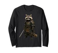 Raccoon Samurai, Warrior Japanese Budo Animal, Nature Design Manche Longue