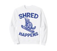 Raccoon Snowboard Shred Happens Sports d'hiver Amusants Sweatshirt