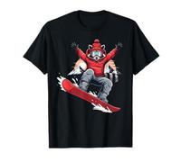Raccoon Snowboarder Retro Shred Mountain Winter Vibes T-Shirt
