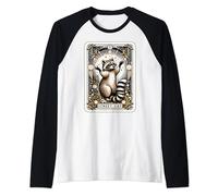 Raccoon Street Carte de tarot Motif raton laveur mystique Manche Raglan