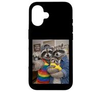 Raccoon Two Moms Life Selfie Fête des Mères Queer Mom Pride Coque pour iPhone 16
