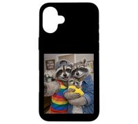 Raccoon Two Moms Life Selfie Fête des Mères Queer Mom Pride Coque pour iPhone 16 Plus