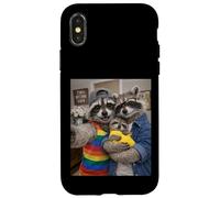Raccoon Two Moms Life Selfie Fête des Mères Queer Mom Pride Coque pour iPhone X/XS