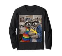 Raccoon Two Moms Life Selfie Fête des Mères Queer Mom Pride Manche Longue