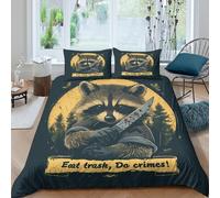 Raccoon with Knife Parure de Lit Microfibre 3 pièces Imprimé en 3D Hypoallergique Wild Animal Art Style Housse de Couette avec 2 x Taies d'oreiller Respirante for Fille Super King（260x220cm）