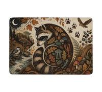 Raccoon with Nature Elements Tapis 150 x 100 cm, Doux et Antidérapant | Ambiance cocooning : Tapis antidérapant, avec poils courts; pour petits espaces intérieurs