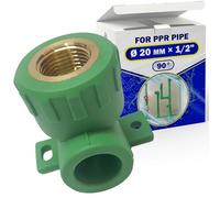 Raccord Ø 20 mm x 1/2″ Coude 90° avec Support Mural et Connecteur en PP-R et Filetage Intérieur Métallique pour Raccorder un Tuyaux Métallique avec Filetage à un Tube en Polypropylène - MONTERAL