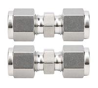 Raccord à compression en acier inoxydable 316, 2 adaptateurs de tube droit à double virole, résistance à haute pression, aucune soudure nécessaire, pour systèmes de canalisations (F8)
