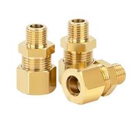 Raccord à Compression en Laiton Ø Extérieur 10 mm x 1/8" Mâle, Raccord Droit à Double Bague pour Eau, Air, Gaz, Huile & Systèmes Hydrauliques - Lot de 3