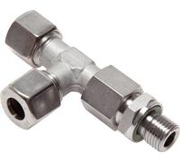 Raccord à compression en T à angle droit 8S & M14x1.5 en acier inoxydable avec filetage mâle 500 bar reglable ISO 8434-1