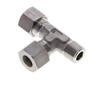 Raccord à compression en T à angle droit en acier inoxydable 12L & R3/8'' avec filetage mâle 315 bar ISO 8434-1