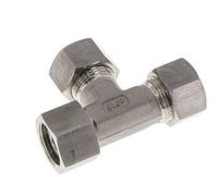 Raccord à compression en té à angle droit 15L en acier inoxydable avec émerillon 315 bar FKM Ajustable ISO 8434-1