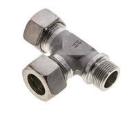 Raccord à compression en Te à angle droit 22L & G3/4'' en acier inoxydable avec filetage mâle 160 bar ISO 8434-1