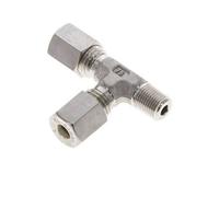 Raccord à compression en te à angle droit en acier inoxydable 6L & R1/8'' avec filetage mâle 315 bar ISO 8434-1