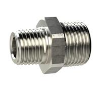 Raccord à double filetage R 1 1/2 A, R 1 1/2 A, SW 50, laiton nickelé, pression de travail max. 25 bars, tampon de fonctionnement. Charge maximale : 150°C