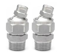 Raccord à rotule réglable universel en acier inoxydable 2 pièces | connecteur de buse industrielle pour le refroidissement(1/2 rotating base + 1/2 fan nozzle (65°),Aperture 1.6mm)