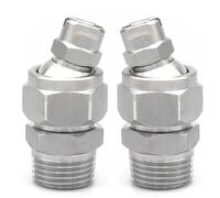 Raccord à rotule réglable universel en acier inoxydable 2 pièces | connecteur de buse industrielle pour le refroidissement(3/8 rotating base + 1/4 fan nozzle (65°),Aperture 2.4mm)