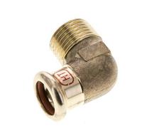Raccord à sertir coude 90deg - 15mm Femelle & R 1/2'' Mâle - Alliage de cuivre