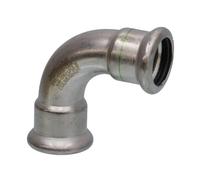 Raccord a sertir en inox coude 90°, DN 18 contour M fem/fem