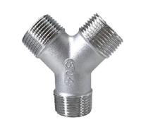 Raccord à trois voies 1/4" 3/8" 1/2" 3/4" 1" 1-1/4" 1-1/2" 2" Connecteur femelle en Y 3 voies Coupleur Séparateur Raccord de tuyau en acier inoxydable 304(Y Male,2 BSPT)