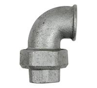 Raccord à vis en arc 95, joint plat, IG/IG, Rp 1/2, tampon de fonctionnement. -20 °C à 200 °C, revêtement noir galvanisé à chaud.