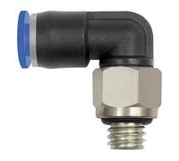 Raccord à vis en L "série bleue" Mini rotatif M6 pour tuyau extérieur Ø 3 mm Pression max. 10 bars, plastique/MS vern.