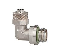 Raccord à visser d'angle FKM O-Ring rotatif G 1/4 A pour tuyau 6/4 mm, SW 10, pression de travail max. 18 bar, MS vern.