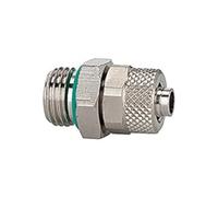 Raccord à visser droit FKM O-Ring, G 1/8 a, pour tuyau 6/4 mm, SW 13 - Pression de travail max. 18 bar, laiton nickelé