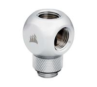 Raccord Corsair CX-9055015-WW pour refroidissement liquide, laiton chromé, filetage 1/4", angle 45° pour systèmes watercooling PC.