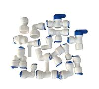 Raccord coudé 3/8" 1/4" 0,6 cm 0,6 cm 3/8" 1/2" POM raccord rapide pour filtre purificateur d'eau d'aquarium RO système d'osmose inverse (9,5 cm égal)