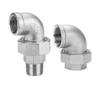 Raccord coudé à 90 degrés en PTFE, 1/4", 3/8", 1/2"-4" BSPT, femelle, mâle, raccord union, en acier inoxydable 304/316(Fe to Fe,SS316_2-1/2")