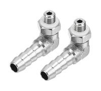 Raccord coudé à embout cannelé en cuivre nickelé, filetage mâle 6 mm, angle droit, avec rondelle (lot de 2)(6mm x M10x1)